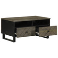 Tavolino da Salotto Nero 80x54x40 cm in Legno Massello di Mango