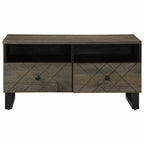 Tavolino da Salotto Nero 80x54x40 cm in Legno Massello di Mango