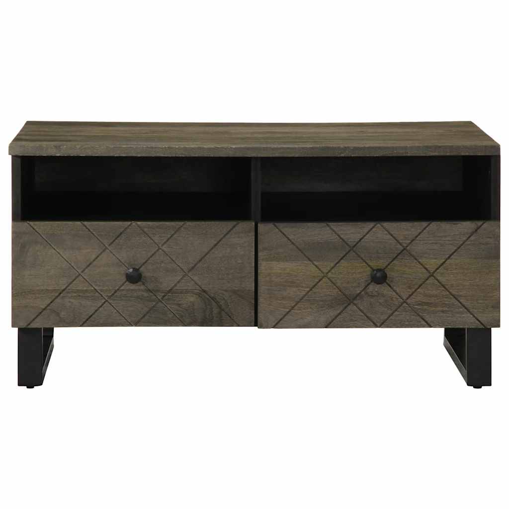 Tavolino da Salotto Nero 80x54x40 cm in Legno Massello di Mango