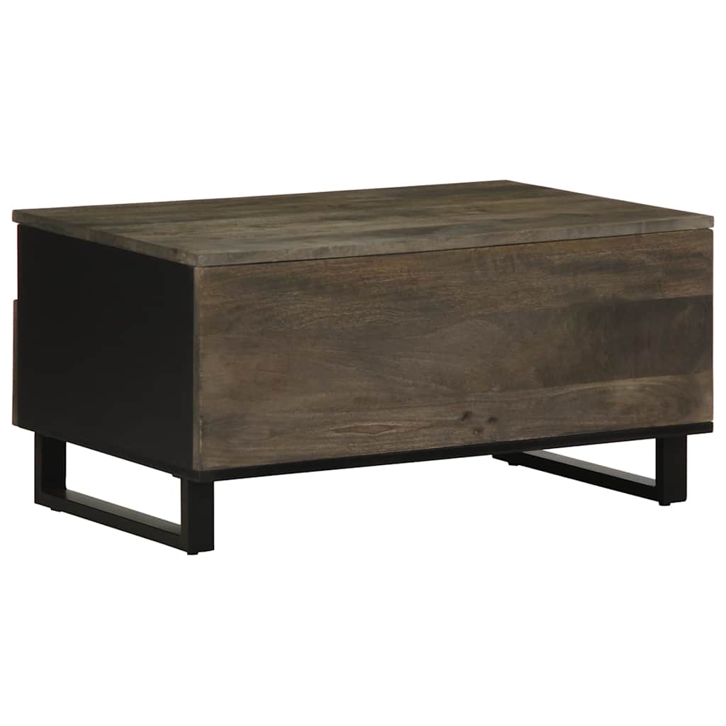Tavolino da Salotto Nero 80x54x40 cm in Legno Massello di Mango
