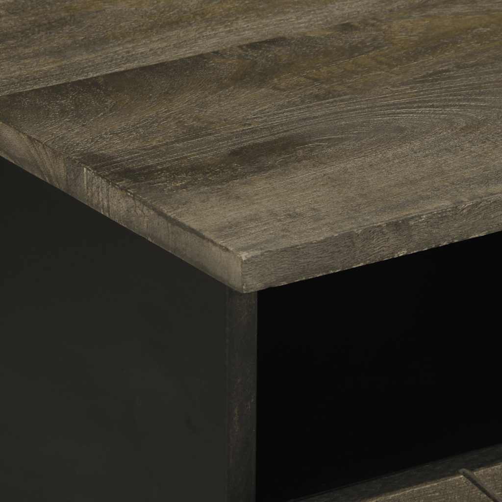 Tavolino da Salotto Nero 80x54x40 cm in Legno Massello di Mango