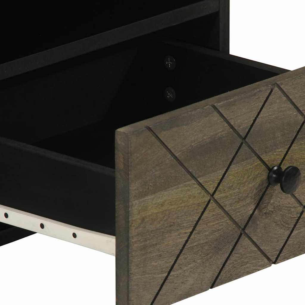 Tavolino da Salotto Nero 80x54x40 cm in Legno Massello di Mango