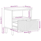 Comodino Marrone 40x33x46 cm in Legno Massello di Mango