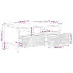 Tavolino da Salotto Marrone 80x54x40 cm Legno Massello di Mango