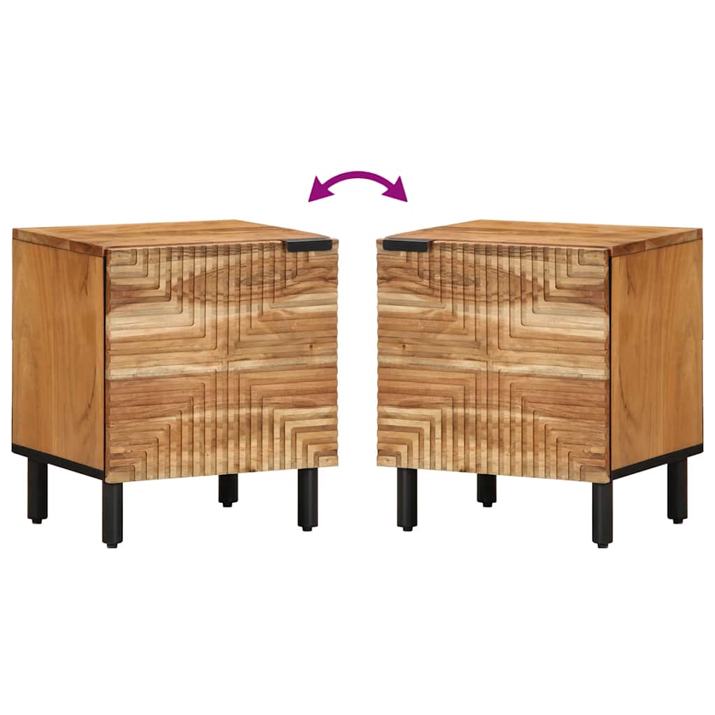 Comodino 40x33x46 cm in Legno Massello di Acacia