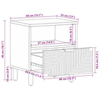 Comodini 2pz 40x33x46 cm in Legno Massello di Acacia