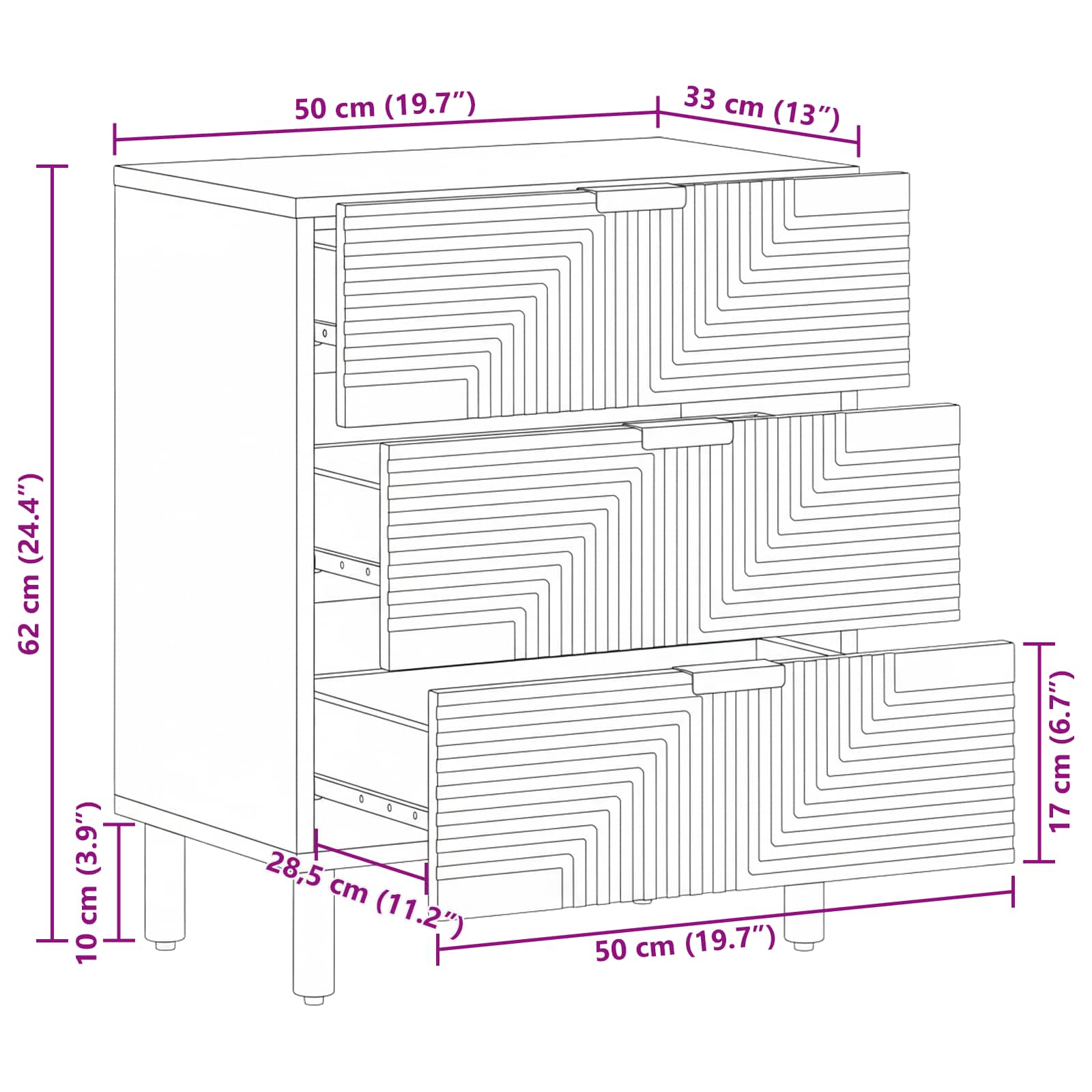 Armadietto per letto Marrone 50 x 33 x 62 cm