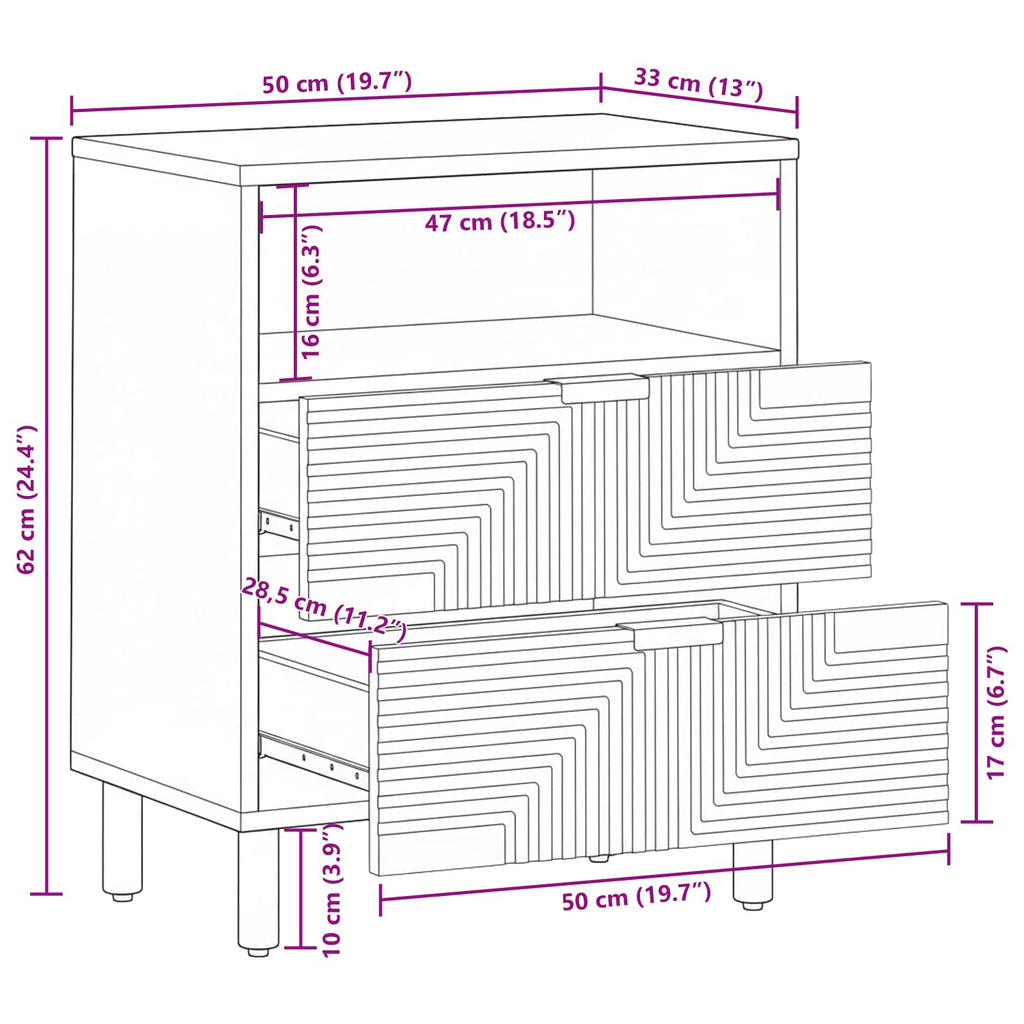 Armadietto per letto Marrone 50 x 33 x 62 cm