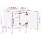 Comodino Grigio Chiaro 40x33x46 cm in Legno Massello di Mango