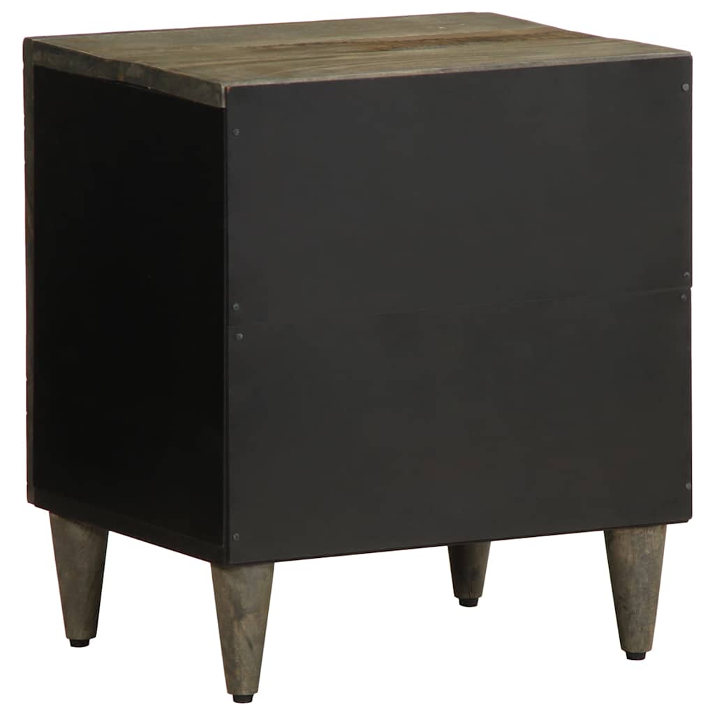 Comodino Grigio Chiaro 40x33x46 cm in Legno Massello di Mango