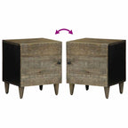 Comodino Grigio Chiaro 40x33x46 cm in Legno Massello di Mango