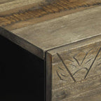 Comodino Grigio Chiaro 40x33x46 cm in Legno Massello di Mango