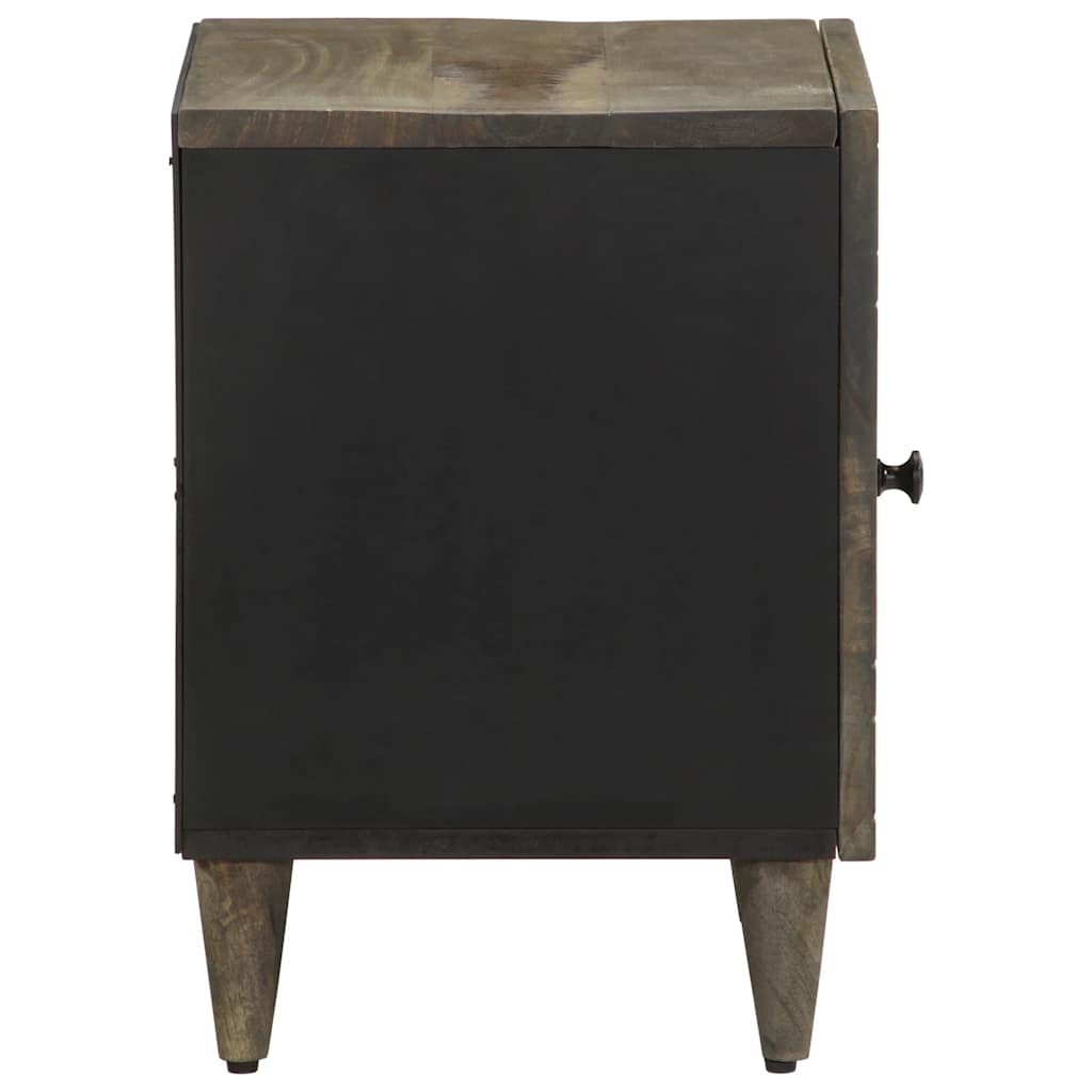 Comodini 2pz Grigio Chiaro 40x33x46 cm in Legno Massello Mango