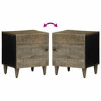 Comodini 2pz Grigio Chiaro 40x33x46 cm in Legno Massello Mango