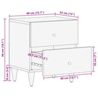 Comodino Grigio Chiaro 40x33x46 cm in Legno Massello di Mango