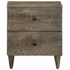 Comodino Grigio Chiaro 40x33x46 cm in Legno Massello di Mango