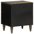 Comodini 2pz Grigio Chiaro 40x33x46 cm in Legno Massello Mango