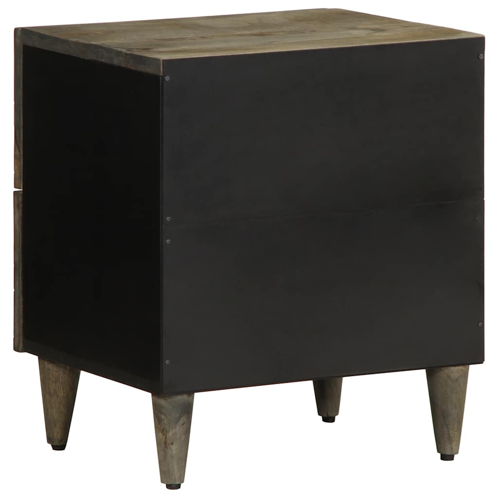 Comodini 2pz Grigio Chiaro 40x33x46 cm in Legno Massello Mango