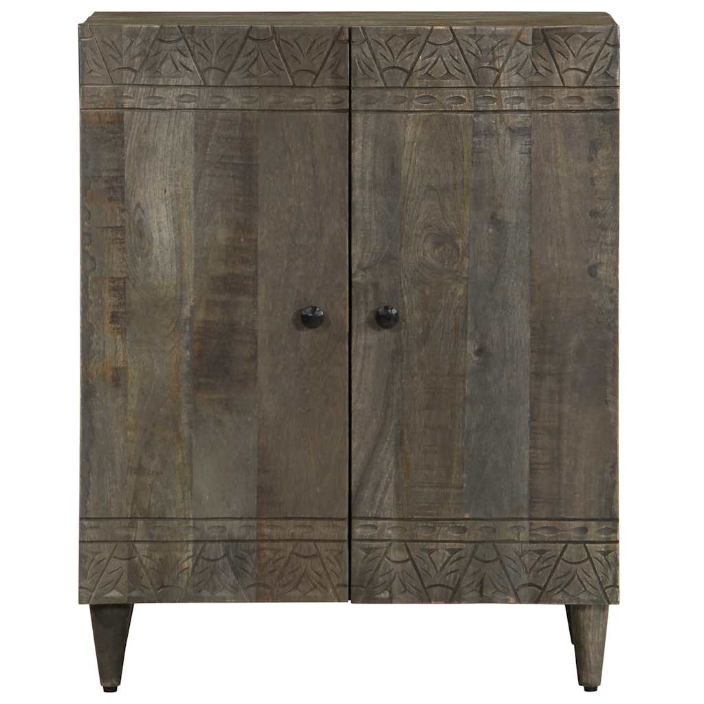Credenza Grigio Chiaro 60x33,5x75 cm in Legno Massello di Mango