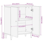 Credenza Grigio Chiaro 60x33,5x75 cm in Legno Massello di Mango
