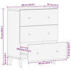 Credenza Grigio Chiaro 60x33,5x75 cm in Legno Massello di Mango