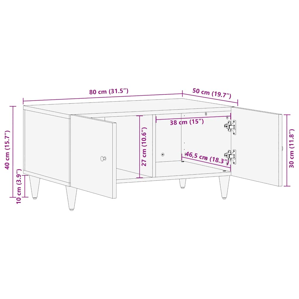 Tavolino da Salotto Grigio Chiaro 80x50x40 cm Legno di Mango