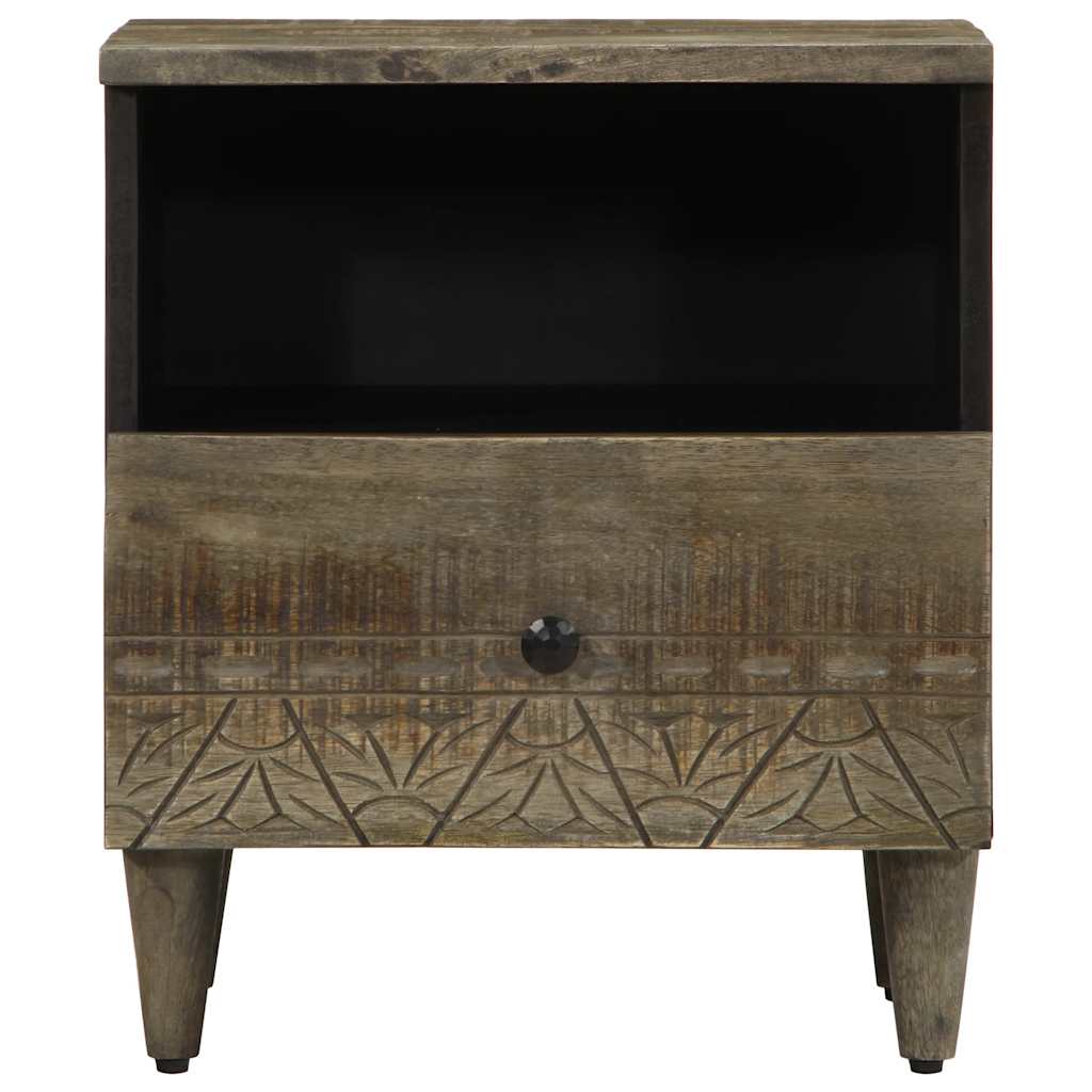 Comodini 2pz Grigio Chiaro 40x33x46 cm in Legno Massello Mango