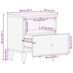 Comodini 2pz Grigio Chiaro 40x33x46 cm in Legno Massello Mango