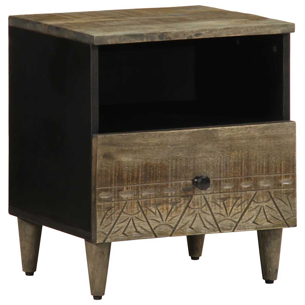 Comodini 2pz Grigio Chiaro 40x33x46 cm in Legno Massello Mango