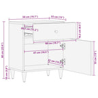 Comodino Grigio Chiaro 50x33x60 cm in Legno Massello di Mango