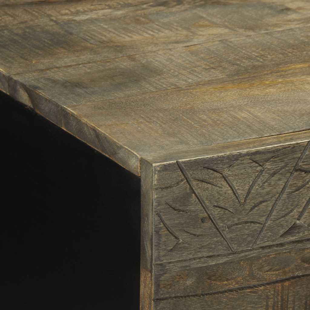 Tavolino Grigio Chiaro 100x54x40cm in Legno Massello di Mango