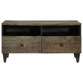 Tavolino Grigio Chiaro 80x54x40 cm in Legno Massello di Mango