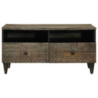 Tavolino Grigio Chiaro 80x54x40 cm in Legno Massello di Mango