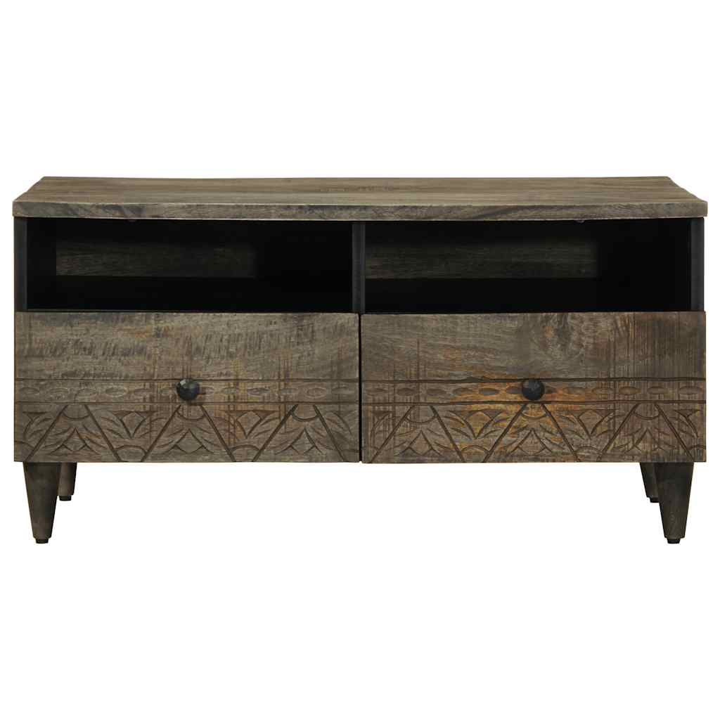 Tavolino Grigio Chiaro 80x54x40 cm in Legno Massello di Mango