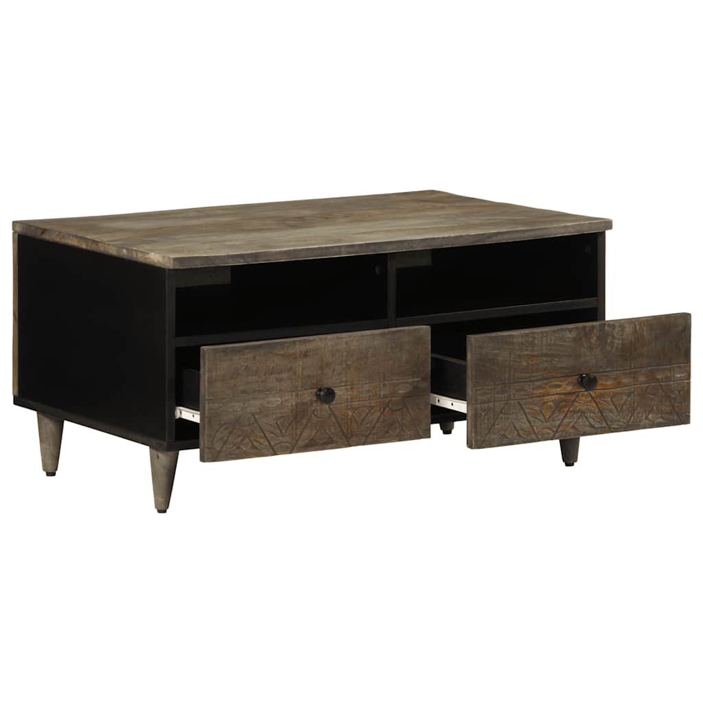 Tavolino Grigio Chiaro 80x54x40 cm in Legno Massello di Mango