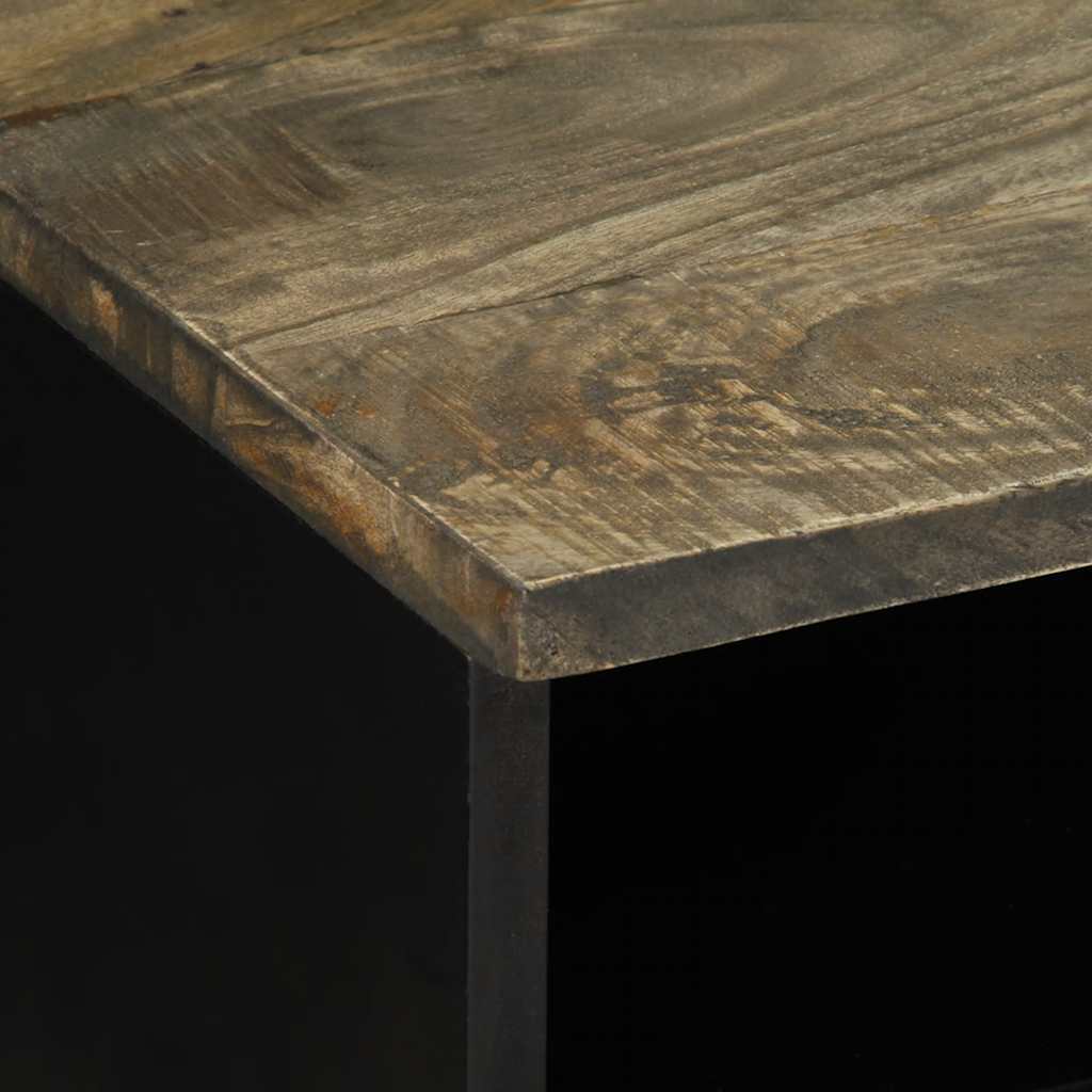 Tavolino Grigio Chiaro 80x54x40 cm in Legno Massello di Mango
