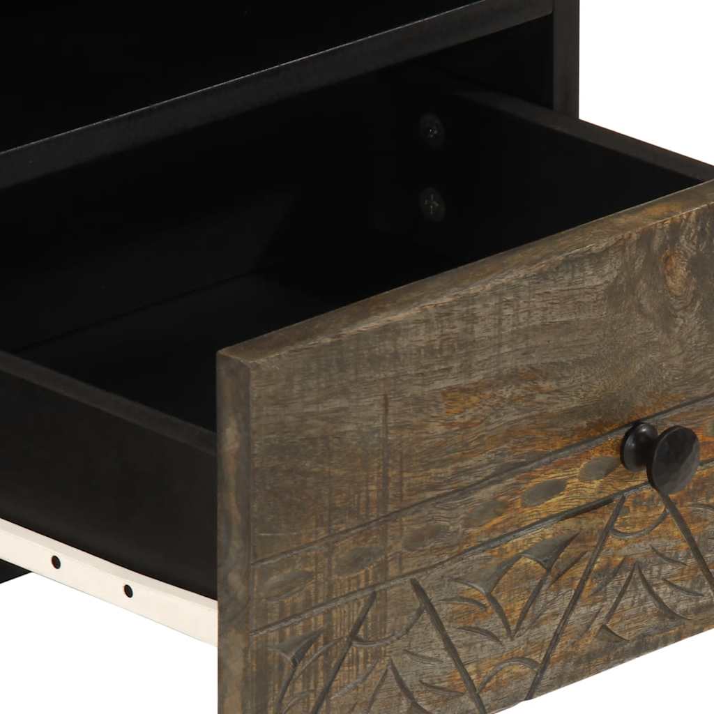Tavolino Grigio Chiaro 80x54x40 cm in Legno Massello di Mango
