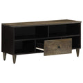 Mobile Porta TV Nero 100x33x46 cm in Legno Massello di Mango