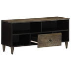 Mobile Porta TV Nero 100x33x46 cm in Legno Massello di Mango