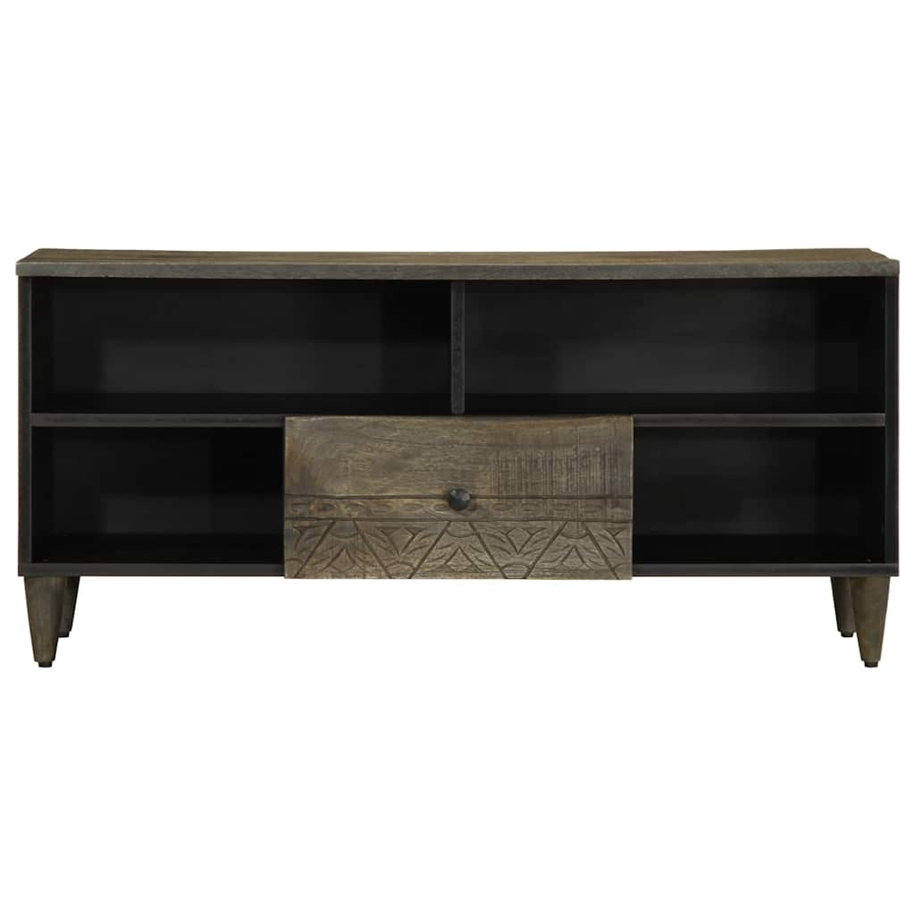 Mobile Porta TV Nero 100x33x46 cm in Legno Massello di Mango