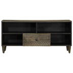 Mobile Porta TV Nero 100x33x46 cm in Legno Massello di Mango
