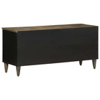 Mobile Porta TV Nero 100x33x46 cm in Legno Massello di Mango