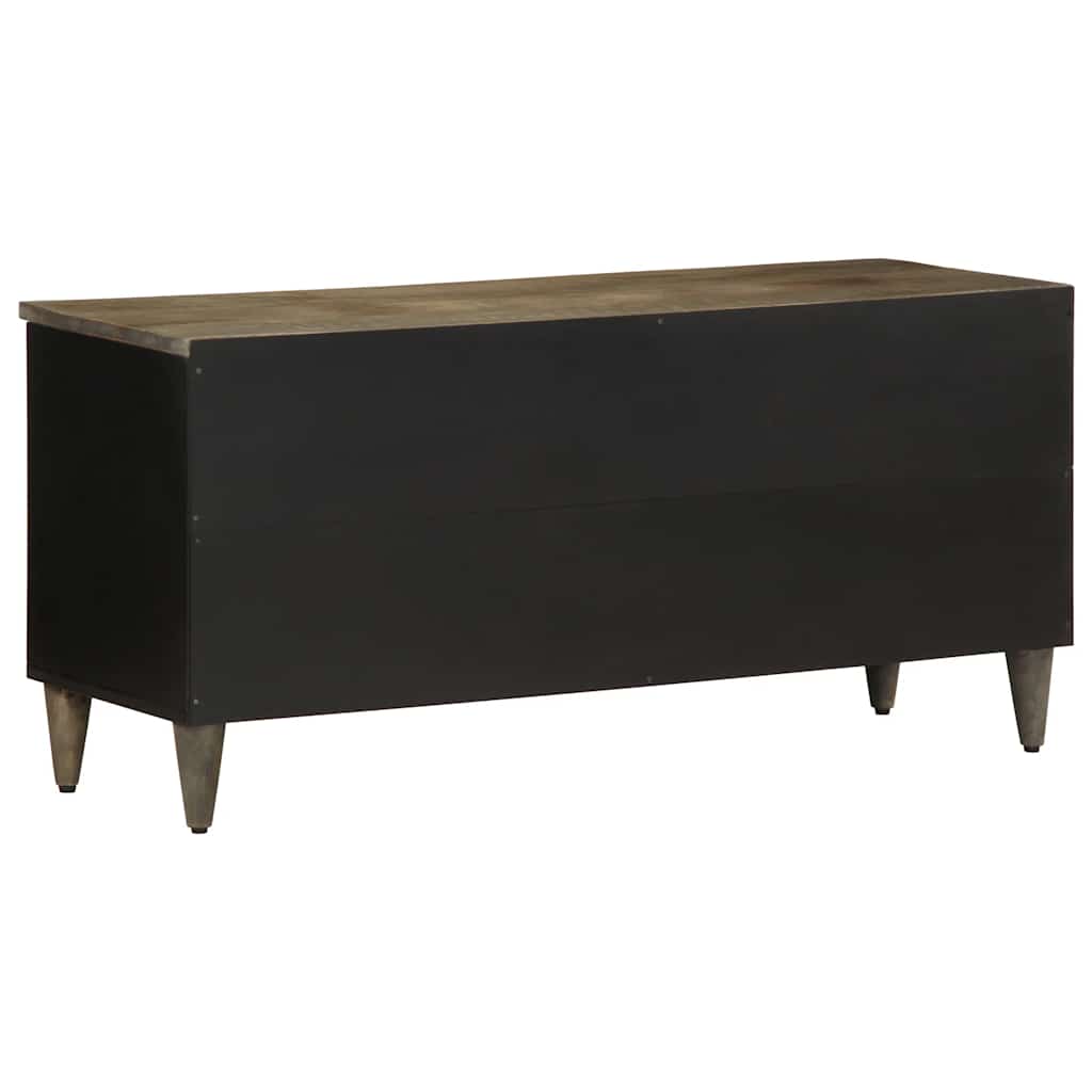Mobile Porta TV Nero 100x33x46 cm in Legno Massello di Mango