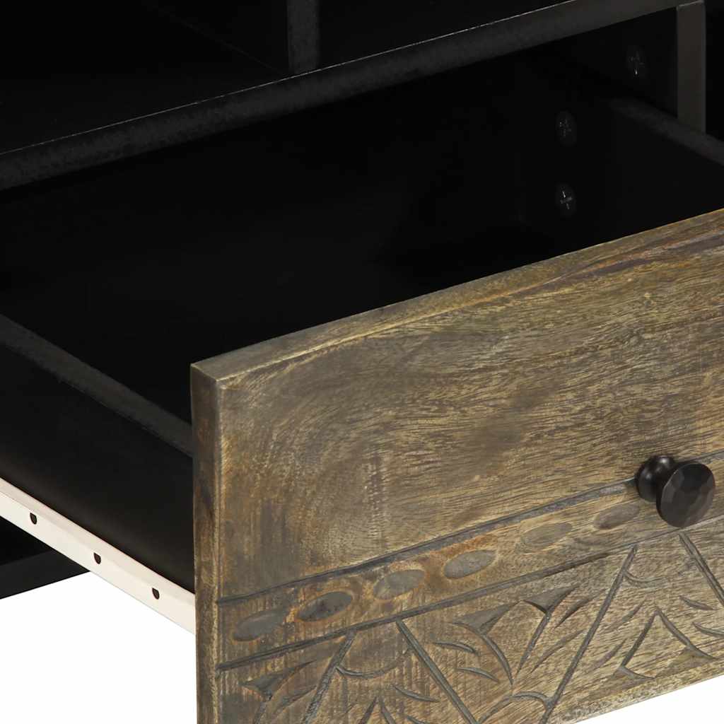 Mobile Porta TV Nero 100x33x46 cm in Legno Massello di Mango