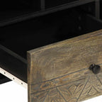 Mobile Porta TV Nero 100x33x46 cm in Legno Massello di Mango