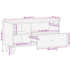 Mobile Porta TV Nero 80x33x46 cm in Legno Massello di Mango