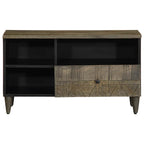 Mobile Porta TV Nero 80x33x46 cm in Legno Massello di Mango
