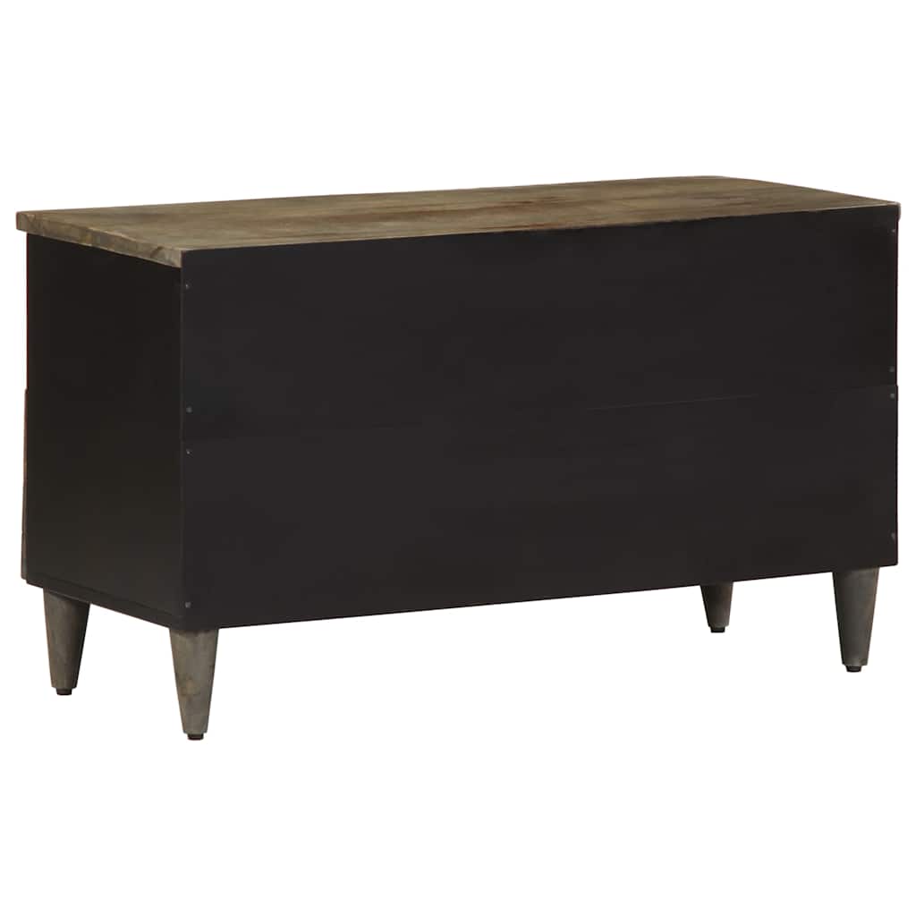 Mobile Porta TV Nero 80x33x46 cm in Legno Massello di Mango