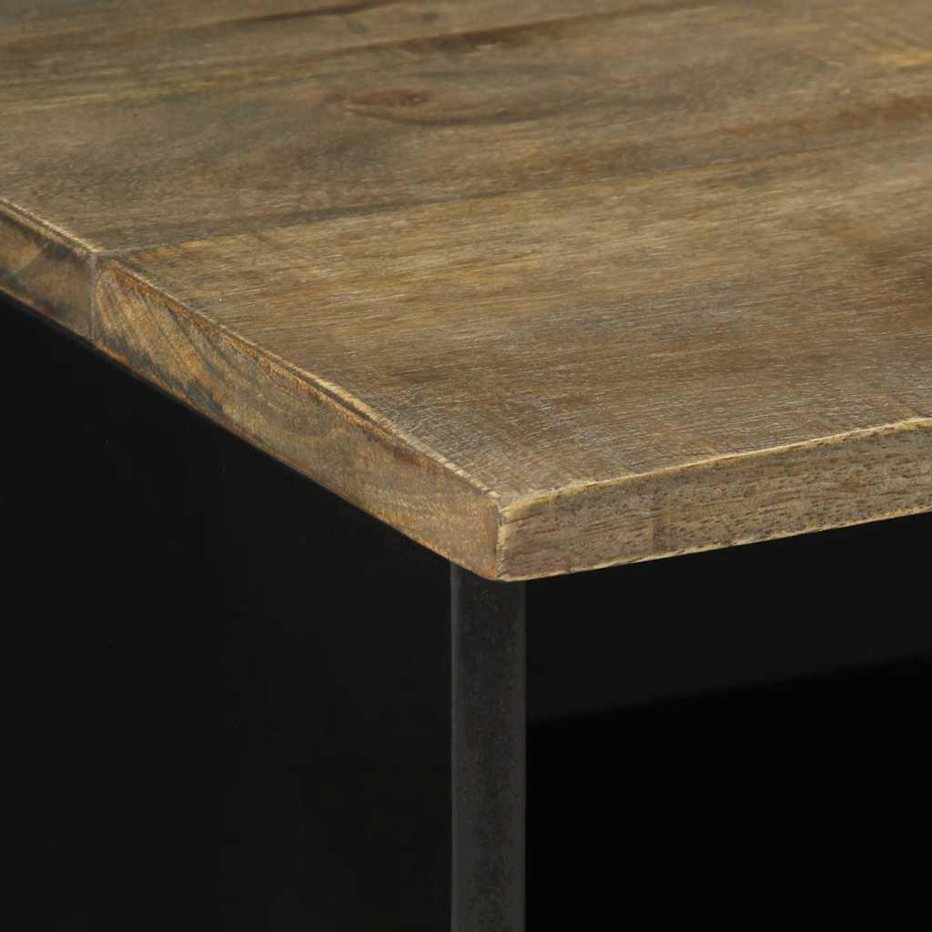 Mobile Porta TV Nero 80x33x46 cm in Legno Massello di Mango