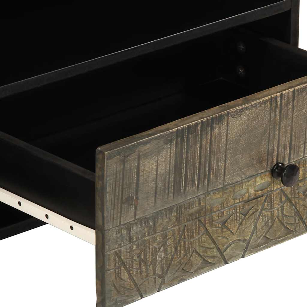 Mobile Porta TV Nero 80x33x46 cm in Legno Massello di Mango